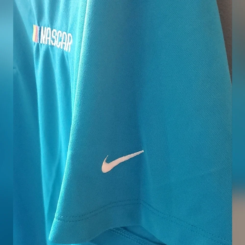 Nike Nascar Men's Teal Polo Shirt with Nascar Logo. Sz L